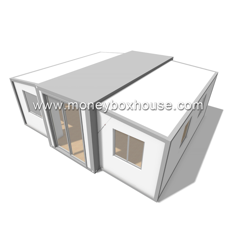White exterior sandwich panel modular expandable container house in hyderabad